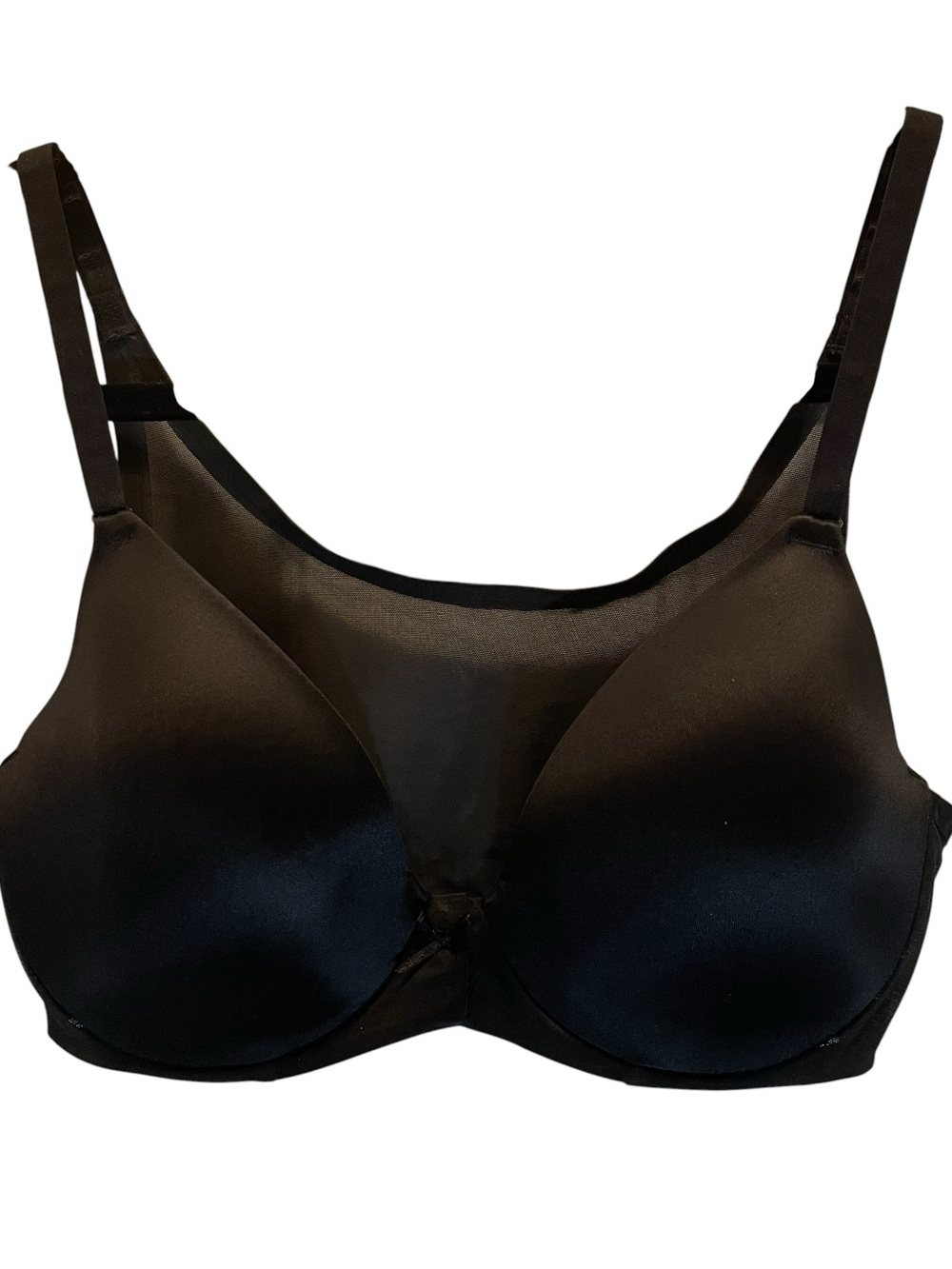 SPANX Front Closure Black Seamless Bra Sheer Back Panel Size 34D